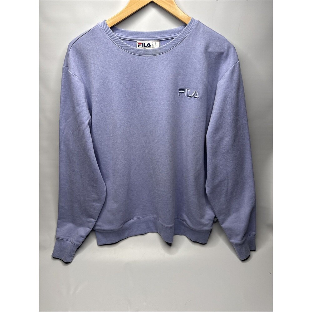 Fila French Terry Lavender Sweatshirt Crewneck Logo Pockets Womens Size XL